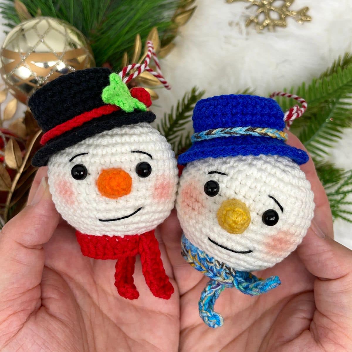 free snowman ornament crochet pattern: christmas amigurumi